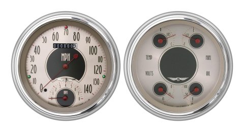Classic Instruments 1951-53 Chevy Package Gauge Sets CH51AN62 Gauges, All-American Nickel, Speedometer, Tach, Oil Pressure, Fuel Level, Nickel Face, Analog, Chevy, Kit