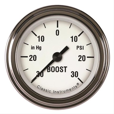 Classic Instruments White Hot Series Gauges WH141SLF Boost/Vacuum Gauge, WHITE HOT 2" BOOST/VAC ELECTRIC, FULL SWEEP
