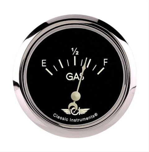 Classic Instruments Series Gauges CL212SRC Fuel Gauge, CLASSIC SERIES 2 5/8" FUEL, 0-90, SHORT SWEEP