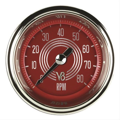 Classic Instruments V8 Red Steelie Series Tachometers V8RS183SHC Tachometer, RED STEELIE 2" TACHOMETER FULL SWEEP