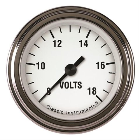 Classic Instruments White Hot Series Gauges WH130SLF Volt Gauge, WHITE HOT 2" VOLT FULL SWEEP