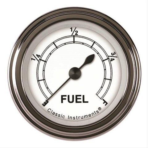Classic Instruments White Series Gauges CW109SLF Fuel Gauge, CLASSIC WHITE 2" FUEL PROGRAMMABLE, FULL SWEEP