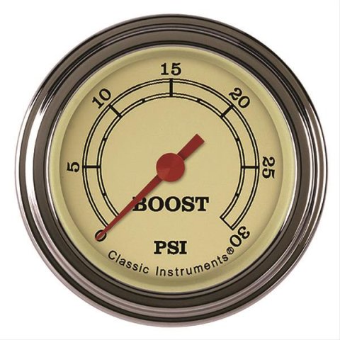 Classic Instruments Vintage Series Gauges VT142SLF Boost Gauge, VINTAGE 2" BOOST, 30psi ELECTRIC, FULL SWEEP