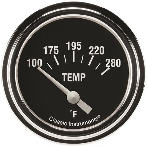 Classic Instruments Hot Rod Series Gauges HR226SLF-12 Gauge, Series, Water Temperature, 100-280 degrees F, 2 5/8 in., Analog, Electrical, Each