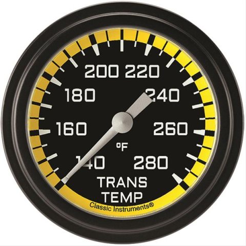 Classic Instruments Auto Cross Yellow Series Gauges AX327YBLF Gauge, Series, Transmission Temperature, 2 5/8 in., Low Step Bezel, Analog, Electrical, Each