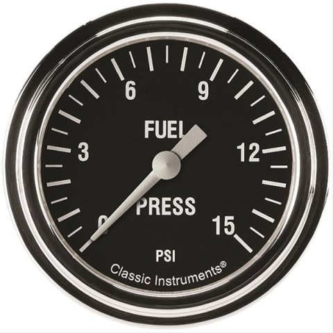 Classic Instruments Hot Rod Series Gauges HR345SLF Gauge, Series, Fuel Pressure, 0-15 psi, 2 5/8 in., Analog, Electrical, Each