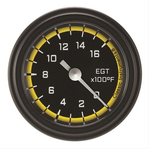 Classic Instruments Auto Cross Yellow Series Gauges AX198YBLF Gauge, Series, Pryometer, 0-1,600 Degrees F, 2 1/8 in., Black/Yellow Face, Analog, Electrical, Each