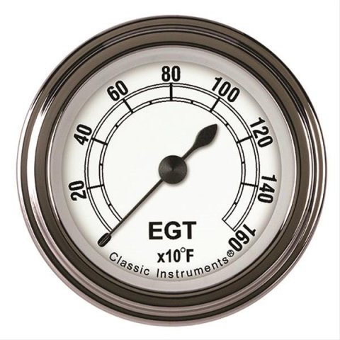 Classic Instruments White Series Gauges CW198SLF Gauge, Analog, Series, EGT, 0-1600 Degrees F, 2 1/8 in. Diameter, Face, Full Sweep, Each