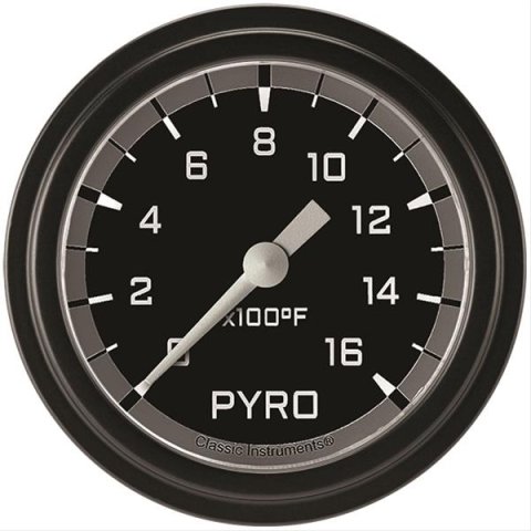 Classic Instruments Auto Cross Gray Series Gauges AX398GBLF Gauge, Series, Pyrometer, 0-1,600 Degree F, 2 5/8 in., Black/Gray Face, Analog, Electrical, Each