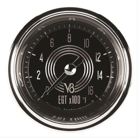 Classic Instruments V8 Speedster Series Gauges V8SR198SLC Gauge, Analog, Series, EGT, 0-1600 Degrees F, 2 1/8 in. Diameter, Black Face, Full Sweep, Each