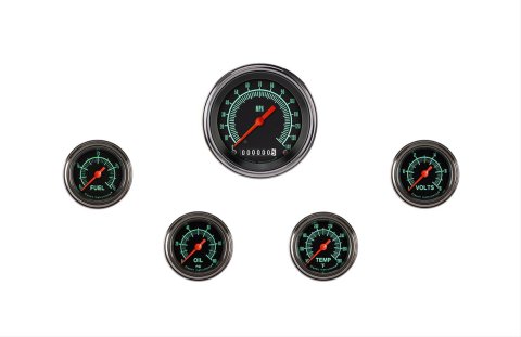 Classic Instruments G-Stock Series Gauge Sets GS100SLF Gauges, Series, Speedometer, Fuel Level, Oil Pressure, Water Temperature, Volt, Black Face, Analog, Set of 5