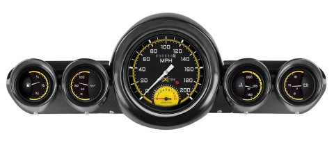 Classic Instruments 1959-60 Chevy Package Gauge Sets CH59AXY65 Kit, AutoCross Yellow, Chevy, 1959-1960, Speedometer, Tach, Fuel Level, Oil Pressure, Water Temp, Volt, Stainless Low-Step Bezel, Kit