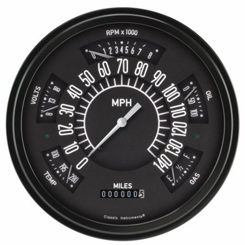 Classic Instruments 1961-66 F-100 Package Gauge Sets FT61B Kit, Black Face, Ford, F100, 1961-1966, Speedometer, Tachometer, Fuel Level, Oil Pressure, Water Temperature, Voltmeter, Kit