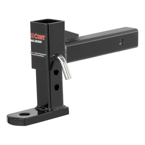CURT Adjustable Ball Mounts 45812 Receiver Hitch Mount, Black, 2 in. Square, 7.50 in. Drop, 6.25 in. Rise, 12.50 in. Length, Each