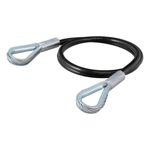 CURT Safety Cables 70006 Cable Assembly, Eyelet Ends, 1/4 in. Diameter Steel Cable, Black Vinyl Coating, 3,500 lbs. Break Force, 36 in. Length, Each