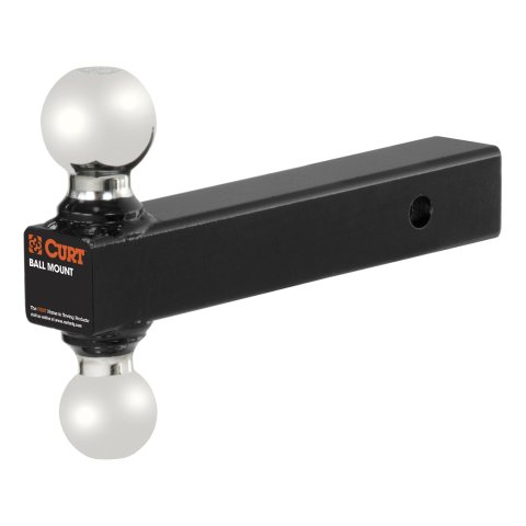 CURT Reversible Ball Mounts 45665 Receiver Hitch Mount, Steel, Chrome, 2 in. Square, 0 in. Drop, 0 in. Rise, 8.50 in. Length, Each