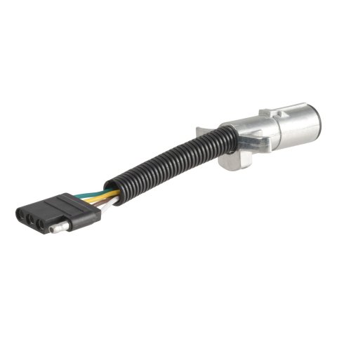 CURT Trailer Harness Adapters 57444 Vehicle Towing Adapter, 4 Way Round to 4 Way Flat