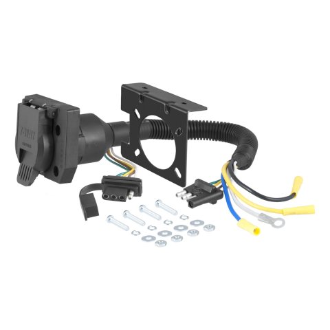 CURT Trailer Harness Adapters 57672 Vehicle Towing Adapter, Adapter, 4-Way Flat to 7-Way RV/4-Way Flat, Universal, Each