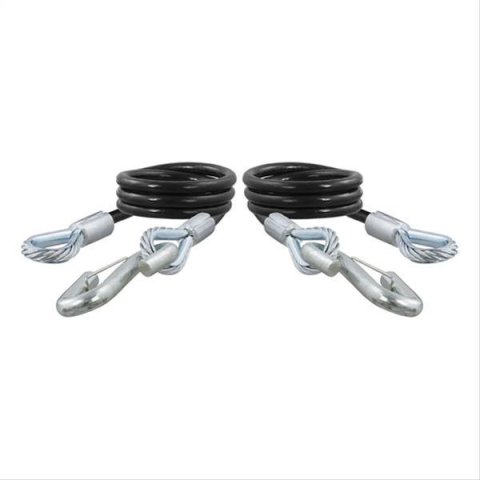 CURT Safety Cables 80176 Cable, Steel, Self Coiling, Black Nylon Coated, 42 in. Long, 7,500 lbs., Pair