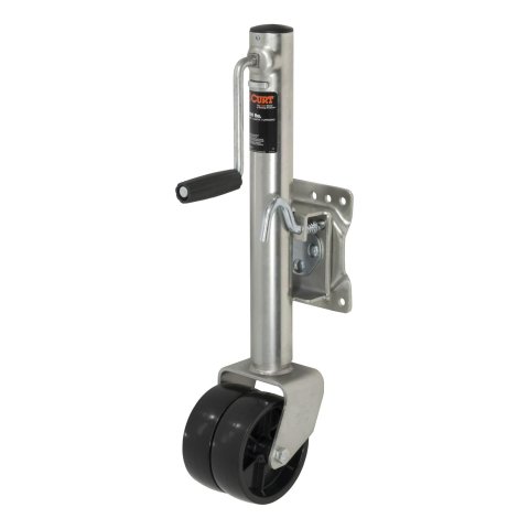 CURT Marine Trailer Jacks 28155 Jack, Marine, 1,500 lb. Capacity, 12 in. Travel, Steel, Zinc, Dual Casters, Swivel, Each
