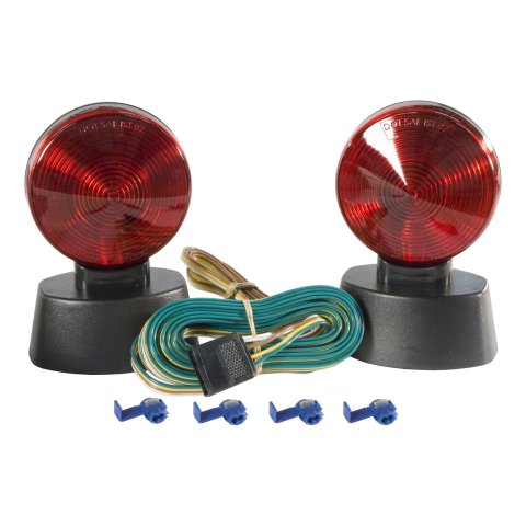CURT Towing Lights 53204 Auxiliary Light, Magnetic Light, 20 ft. cord, 4-Way Flat Plug, Heavy Duty Storage Case, Kit