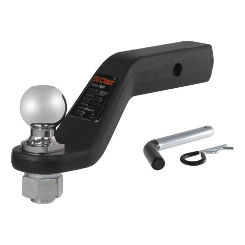 CURT Ready-Tow Ball Mounts 45332 Receiver Hitch Mount, Steel, Carbide, 2 in. Square, 4 in. Drop, 8.25 in. Length, 2 5/16 in. Ball, Each