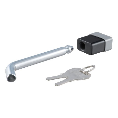 CURT Receiver Locks 23021 Hitch Lock, 5/8 in. Diameter, Bent Pin, Steel, Chrome, Black Dead Bolt, 2 Keys, 2-3 in. Each