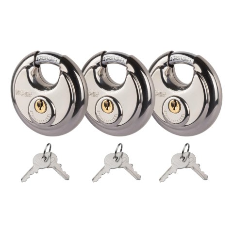 CURT Stainless Steel Disc Locks 23085 Security Lock, Lock, Steel, Natural, Two Keys, Set of 3