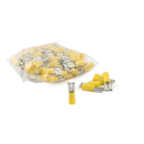 CURT Insulated Quick-Connectors 59593 Wiring Connectors, Quick Connectors, Female Type, Spade Style, 10 To 12-gauge, Yellow, Set of 100