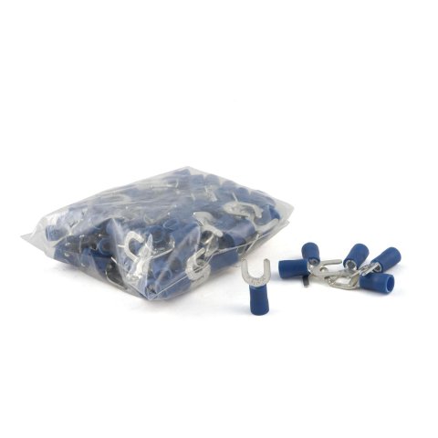 CURT Spade Terminals 59621 Wiring Connectors, Terminals, #10 Stud Style, 14 To 16-gauge, Blue, Set of 100