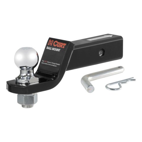 CURT Ready-Tow Ball Mounts 45036 Receiver Hitch Mount, Ready Tow, 2 in.Square, 2 in. Drop, 3/4 in. Rise, 8.25 in Length, Ball, Pin, Kit