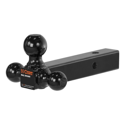 CURT Triple Ball Mounts 45650 Receiver Hitch Mount, Steel, Black, 2 in. Square, Solid Shank, 10,000 lbs. Max, 0 in. Drop, 0 in. Rise, 8.50 in. Length, Each