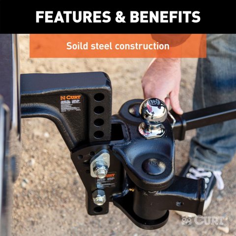 CURT Weight Distribution Replacement Adjustable Shanks 17132 Hitch Components, Shanks, Bolt Together Shank Type, 2.50 in. Shank with Up To 8.00 in. Drop,Each