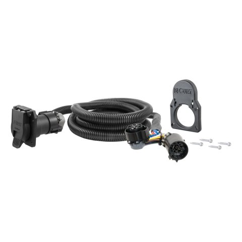 CURT Fifth Wheel Gooseneck Extension Harness Adapters 56072 Vehicle Towing Adapter, 7 ft., GM Wiring and Cover, Adds 7-Way RV Blade to Truck Bed, Chevy/GMC, Each