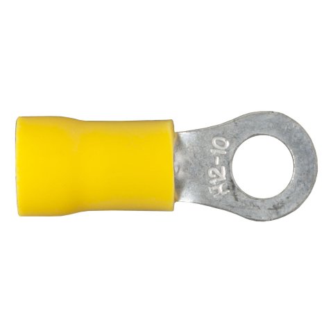 CURT Insulated Ring Terminals 59531 Wiring Connectors, Terminals, #10 Stud Ring, 10 To 12-gauge, Yellow, Set of 100
