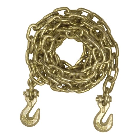 CURT Transport Binder Safety Chains 80306 Chain, Yellow Zinc, Steel, 5/16 in., 18, 800 lbs. Minimum Break Force, 16 ft. Length, with Hooks, Each