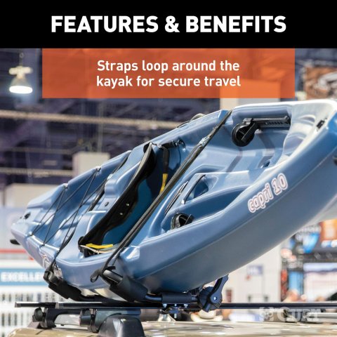 CURT Cargo Strap Sets 19235 Tie-Down Straps, Replacement Safety Straps for Kayak Holders, 2-Pack, Sold as a Pair
