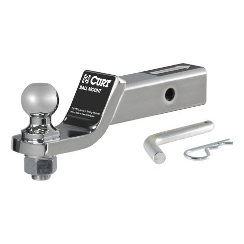 CURT Ready-Tow Ball Mounts 45293 Receiver Hitch Mount, Steel, Chrome, 2 in. Square, 2 in. Drop, .750 in. Rise, 8.25 in. Length, Each