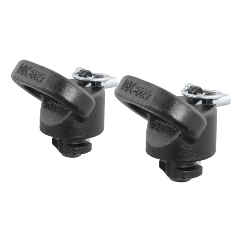 CURT Safety Chain Anchors for 2013-2025 2500, 3500 - 60617 Bracket, Steel, Black Powdercoated, Twist-lock, Ram, Pair