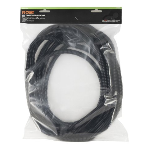 CURT Convoluted Slit Looms 59825 Tubing, 3/8 in. Diameter, Plastic, Black, Each