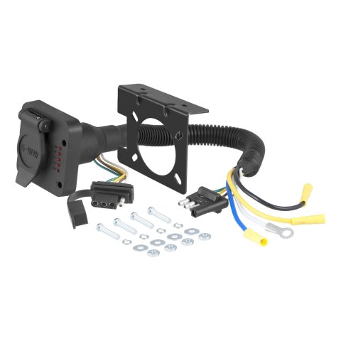 CURT Trailer Harness Adapters 57624 Vehicle Towing Adapter, Adapter, 4-Way Flat to 6-Way Round/4-Way Flat, Universal, Each