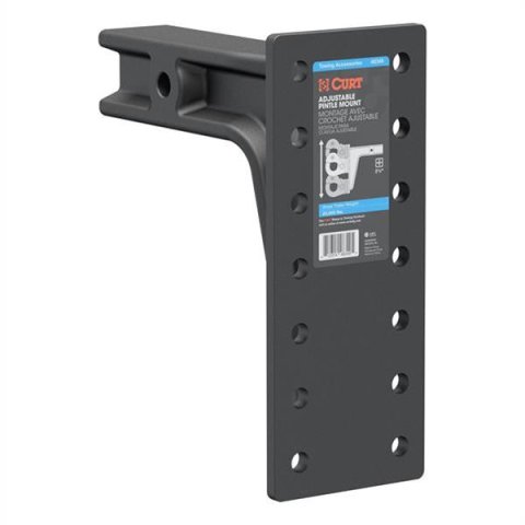 CURT Adjustable Pintle Mounts 48349 Mount, Adjustable, 20,000 lbs. , 6-Position Mounting, 2 1/2 in. Square Receiver Style, Steel, 12 1/2 in. High, 10 3/4 in. Long, Black, Each