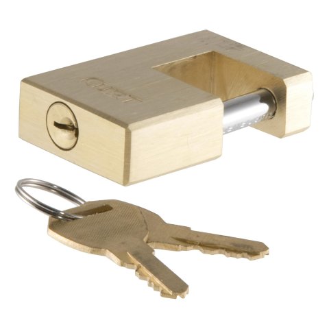 CURT Coupler Locks 23546 Latch Lock, Solid Brass, 1/4 in. Pin, 3/4 in. Span, Keys, Each
