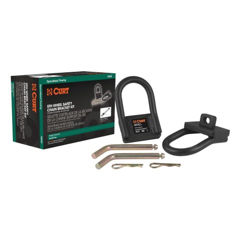 CURT Safety Chain Anchors 16000 Bracket, Steel, Black Powdercoated, Clevis Pin, Pair
