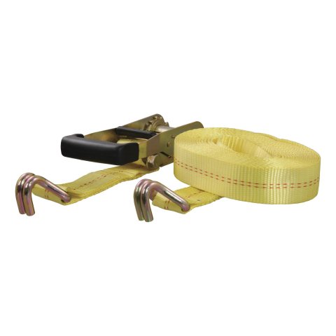 CURT Cargo Strap Sets 83047 Tie-Down Strap, Cargo, Ratchet, J-hook, 3,333 lbs. Working Load, 2 in. Width, 27 ft. Length, Yellow, Each