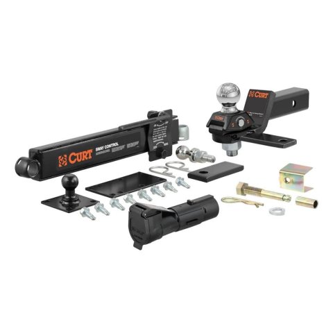 CURT RV Towing Starter Kits 45190 Kit, Trailer Sway Control Unit, Reinforcing Plate, Hitch/Trailer Mounted Balls, Echo Brake Controller, 2 5/16 in. RockerBall, Kit