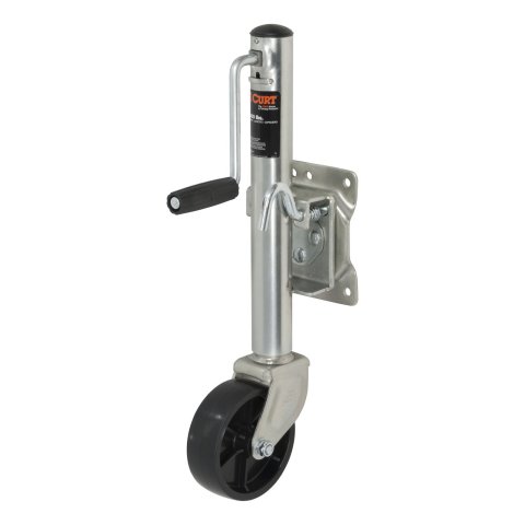 CURT Marine Trailer Jacks 28112 Jack, Marine, 1,200 lb. Capacity, 10 in. Travel, Steel, Zinc, Single Caster, Swivel, Each