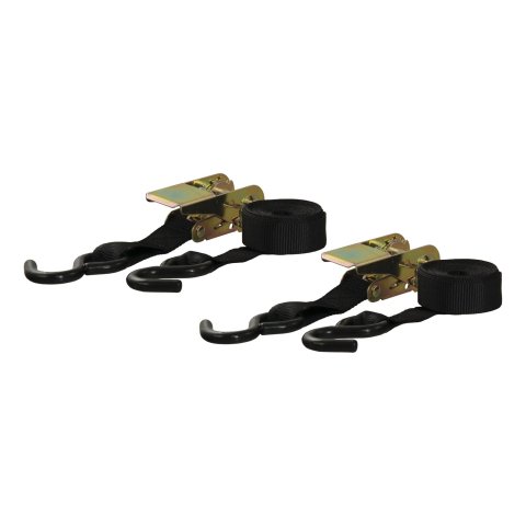CURT Cargo Strap Sets 83009 Tie-Down Straps, Cargo, Ratchet, S-hook, 500 lbs. Working Load, 1 in. Width, 10 ft. Length, Black, Pair