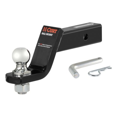 CURT Ready-Tow Ball Mounts 45055 Receiver Hitch Mount, Black, 2 in. Square, 4 in Drop, 2 in. Rise, 8.25 in. Length, Ball, Pin, Kit