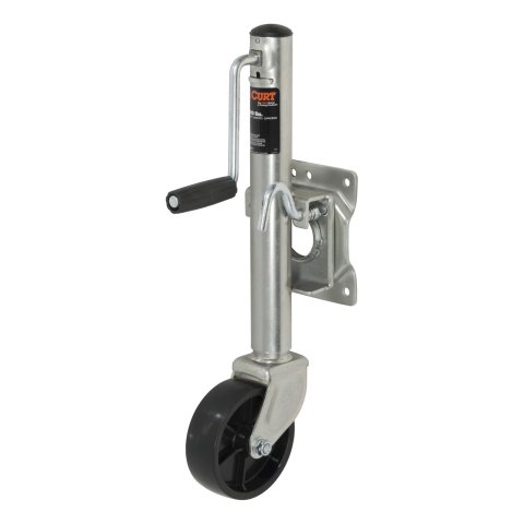 CURT Marine Trailer Jacks 28100 Jack, Marine, 1,000 lb. Capacity, 10 in. Travel, Steel, Zinc, Single Caster, Swivel, Each